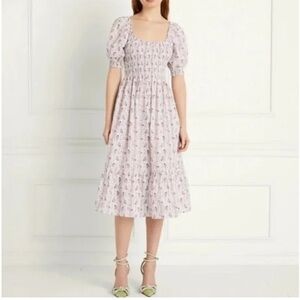 Hill House Louisa Nap Dress in Pink Vine Stripe Pattern size Medium